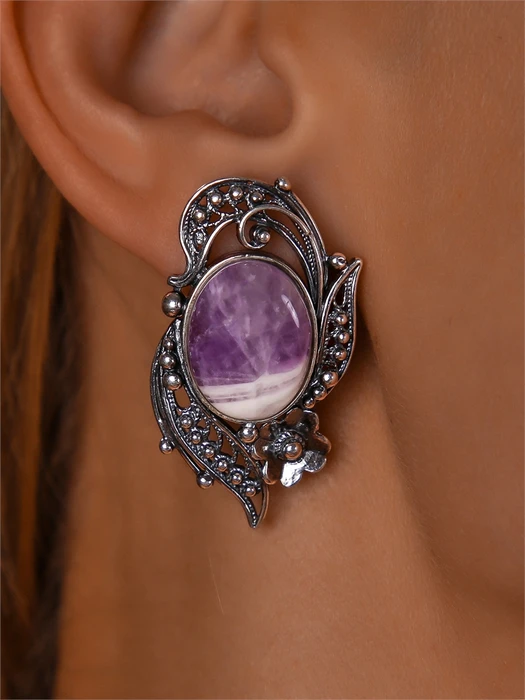 Серьги из серебра с аметистом 3980