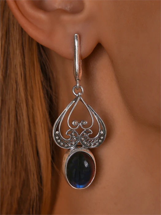 Серьги из серебра с лабрадором 4273