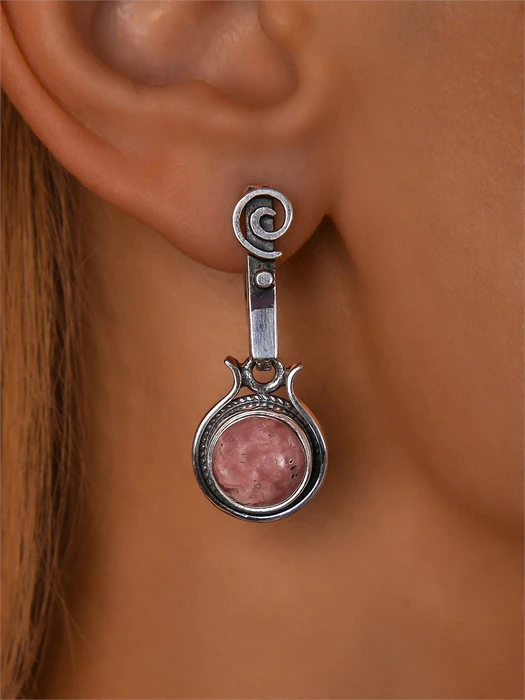 Серьги из серебра с родохрозитом 4299