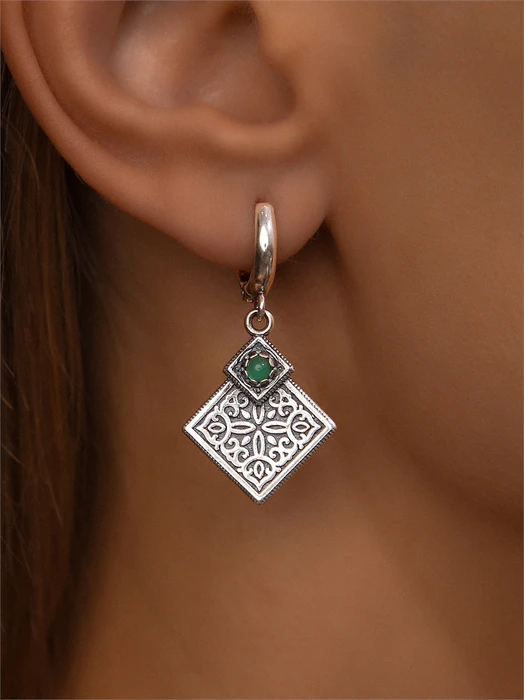 Серьги из серебра с хризопразом арт.4200 4200