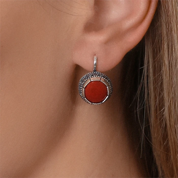 Серьги из серебра с кораллом 2565