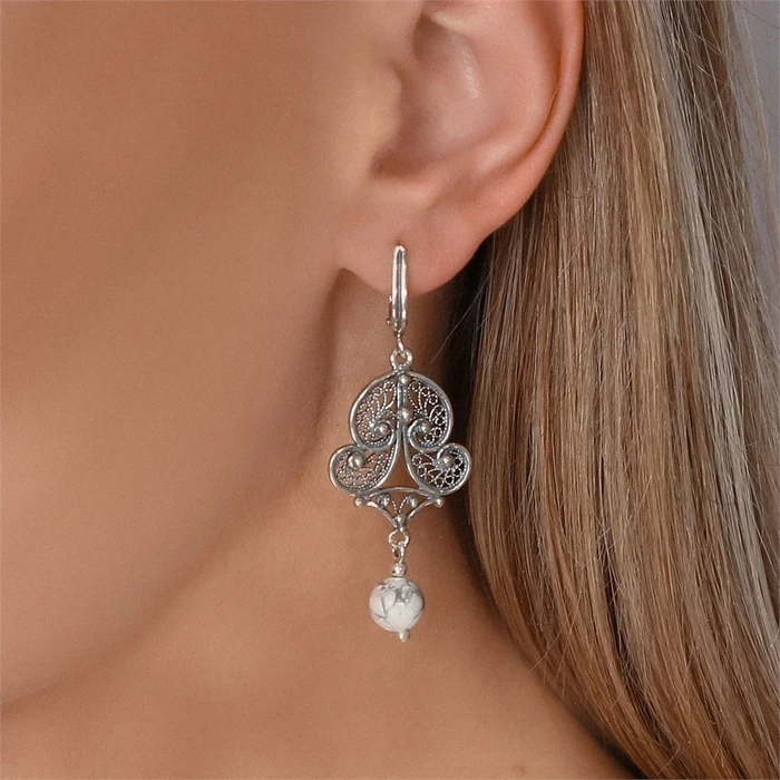 Серьги из серебра с кахолонгом 2662
