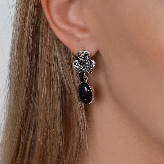 Серьги из серебра с агатом и авантюрином 2664