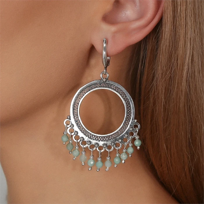Серьги из серебра с амазонитом 2678