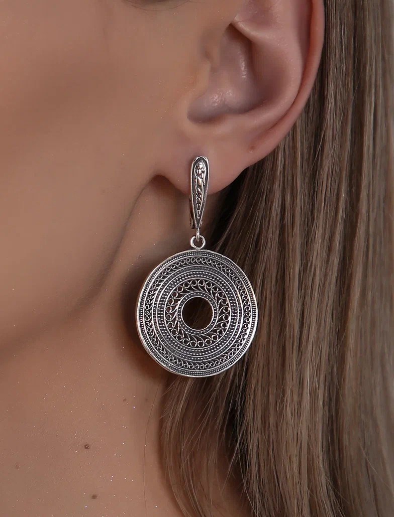 Серьги из серебра с филигранью 1040 - фото 7679