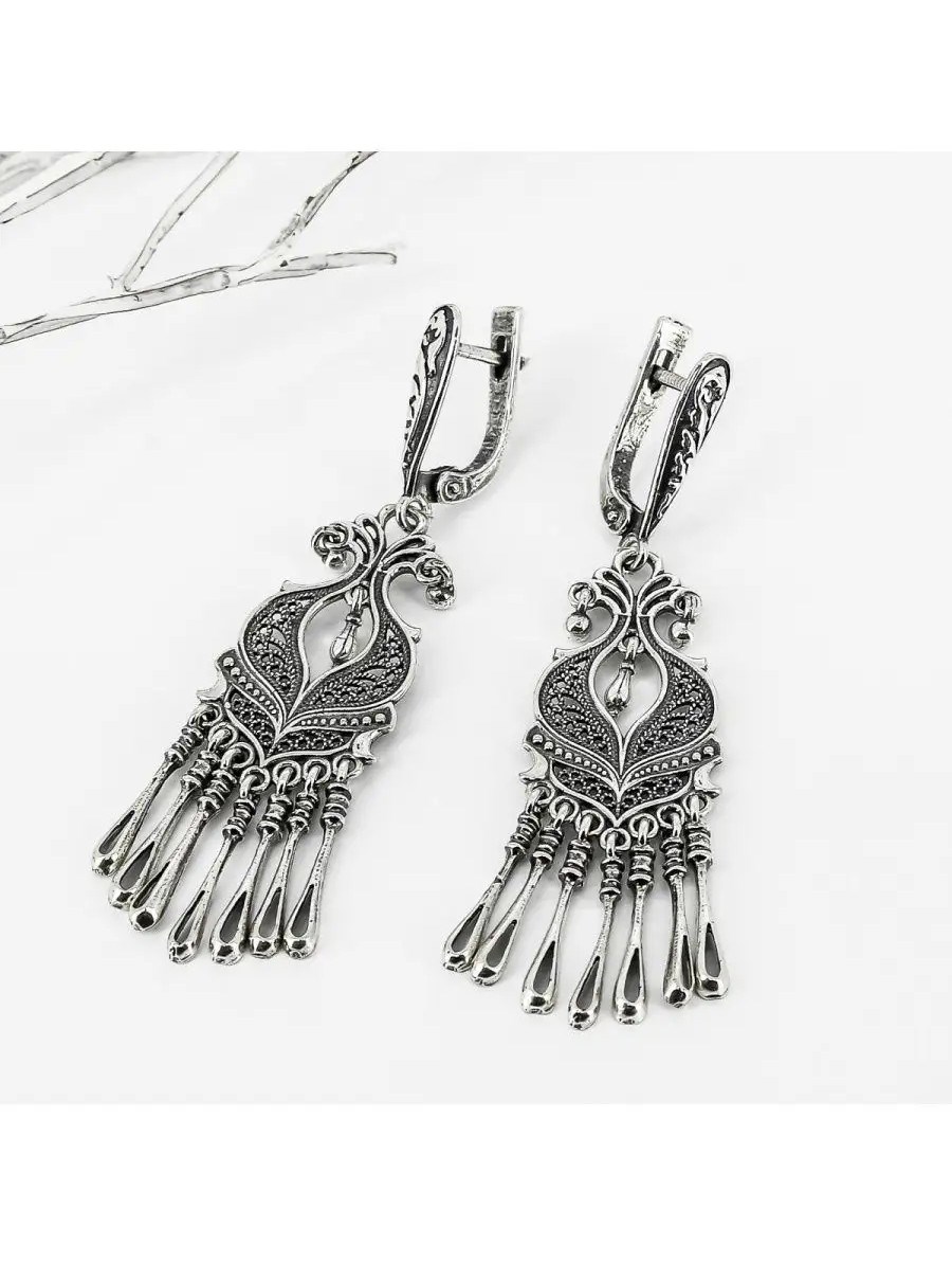 Серьги из серебра с филигранью 1045 - фото 7684