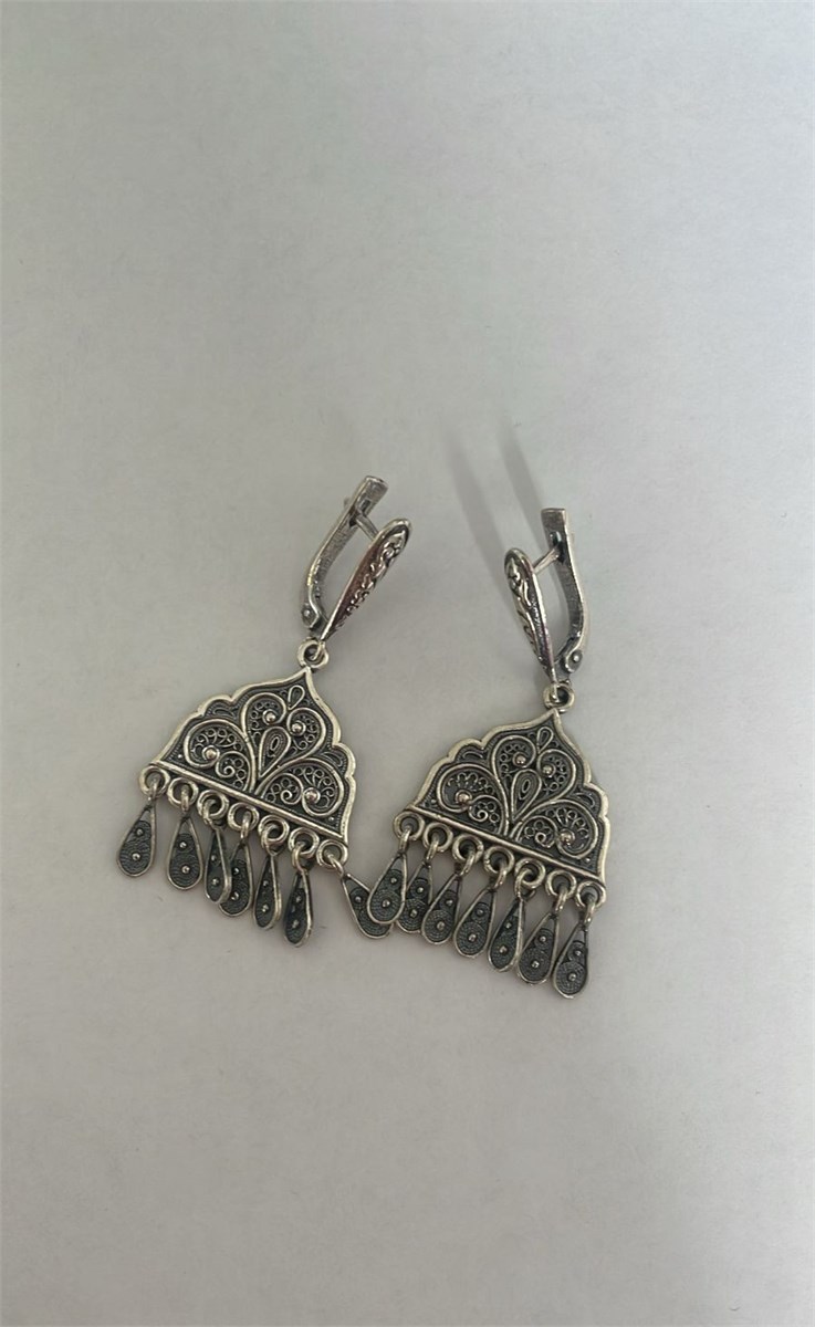 Серьги из серебра с филигранью 1060 - фото 7713
