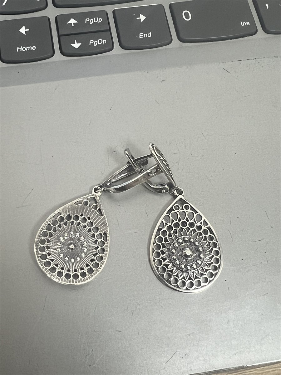 Серьги из серебра с филигранью 2360 - фото 8055
