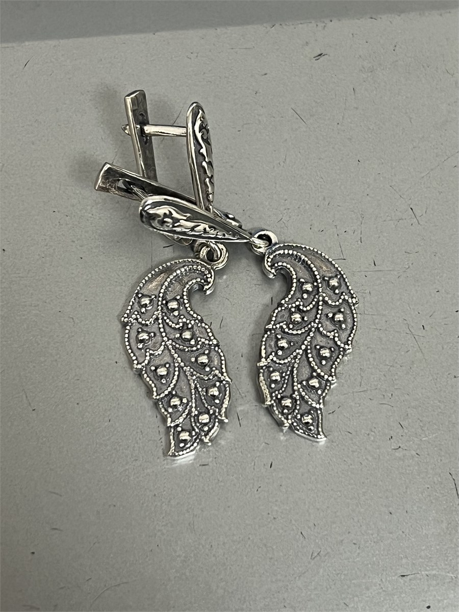 Серьги из серебра с филигранью 2386 - фото 8072