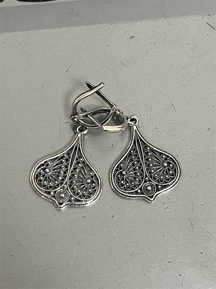 Серьги из серебра с филигранью 2389 - фото 8076