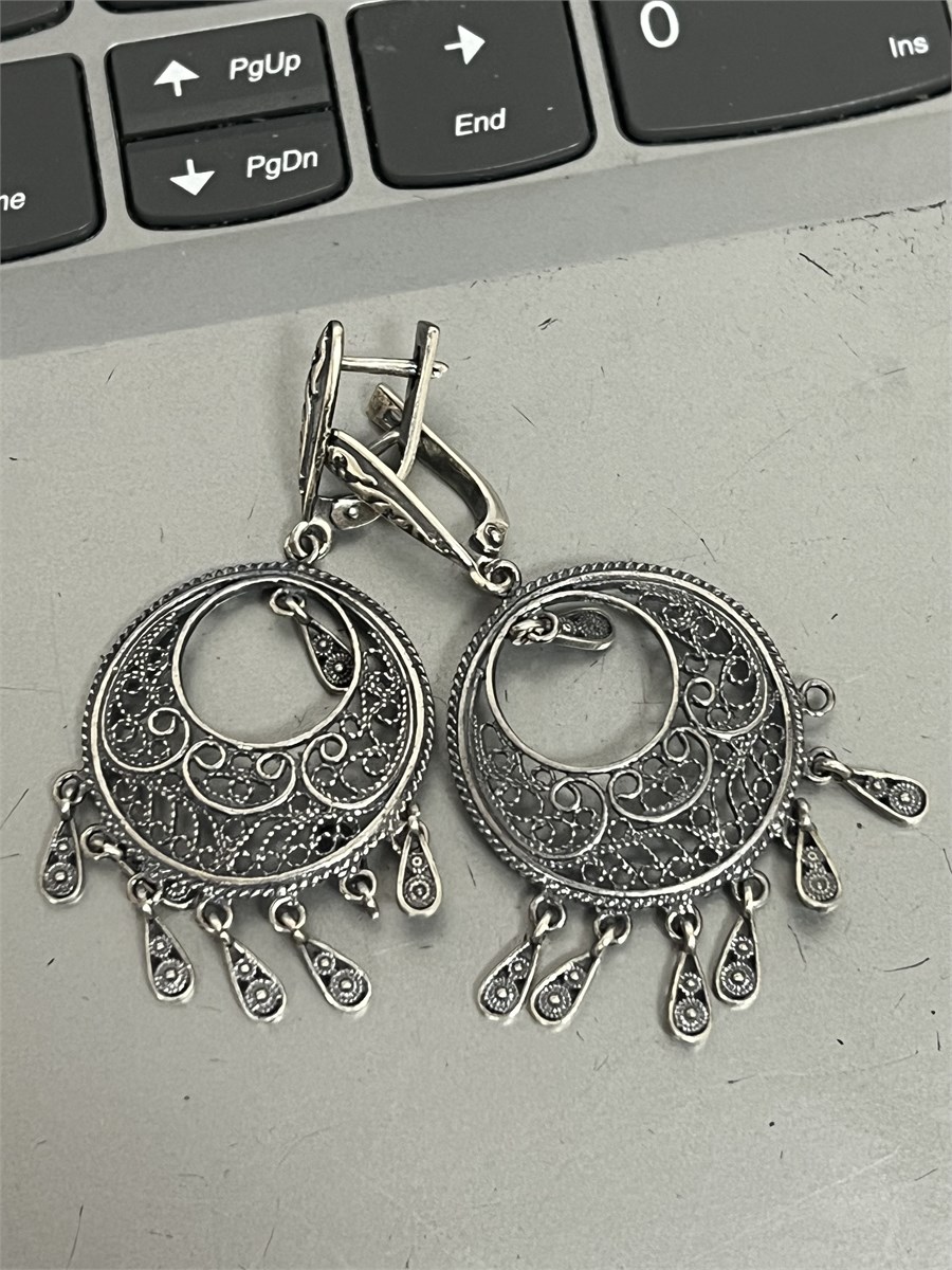 Серьги из серебра с филигранью 2394 - фото 8083