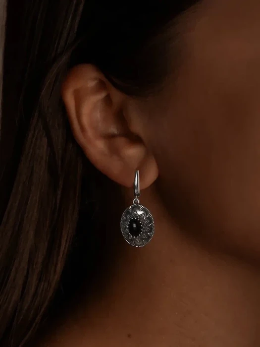 Серьги из серебра с агатом в стиле этно 2441