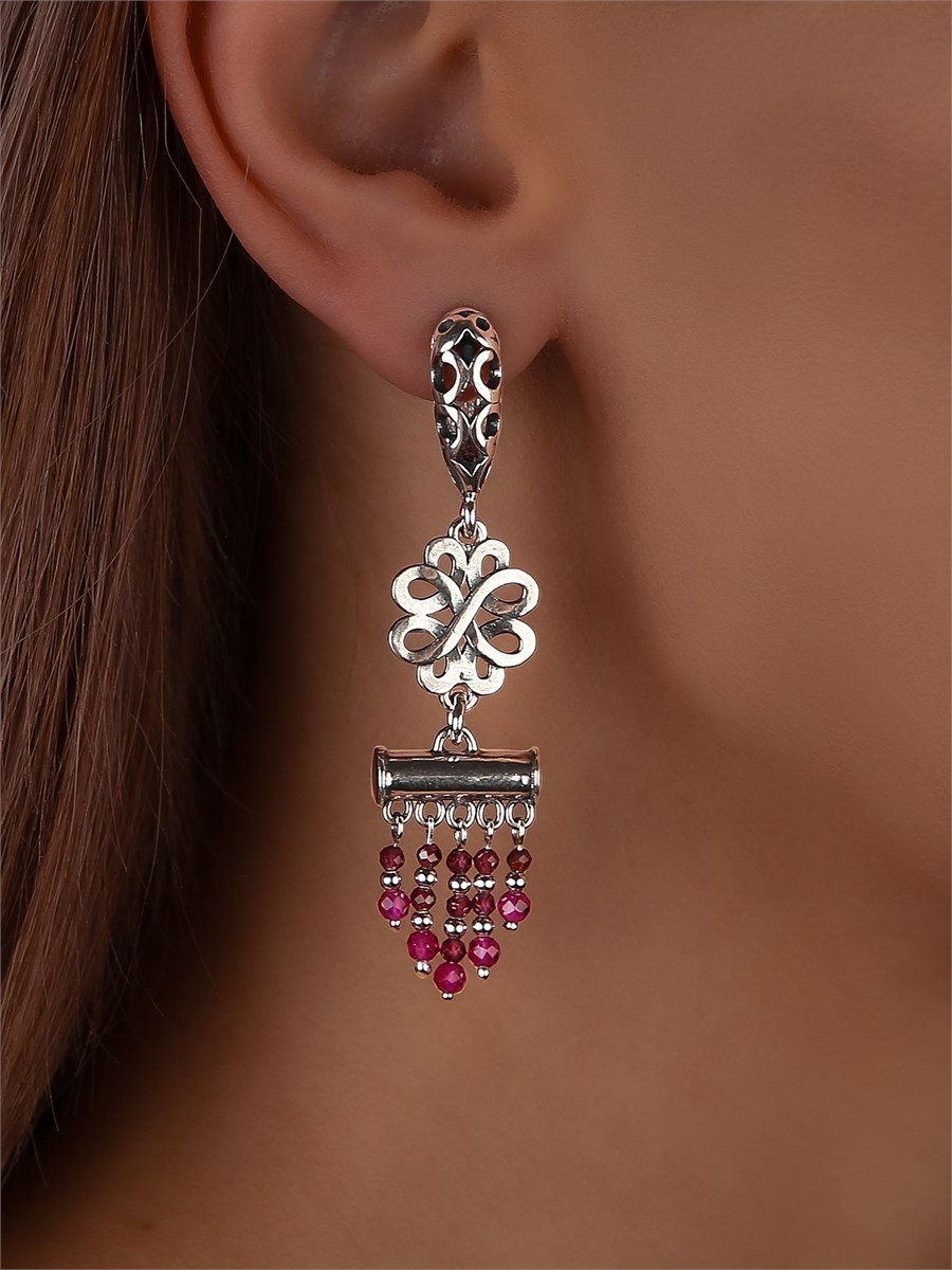 Серьги из серебра с рубином и гранатом арт.2997 2997 - фото 8240