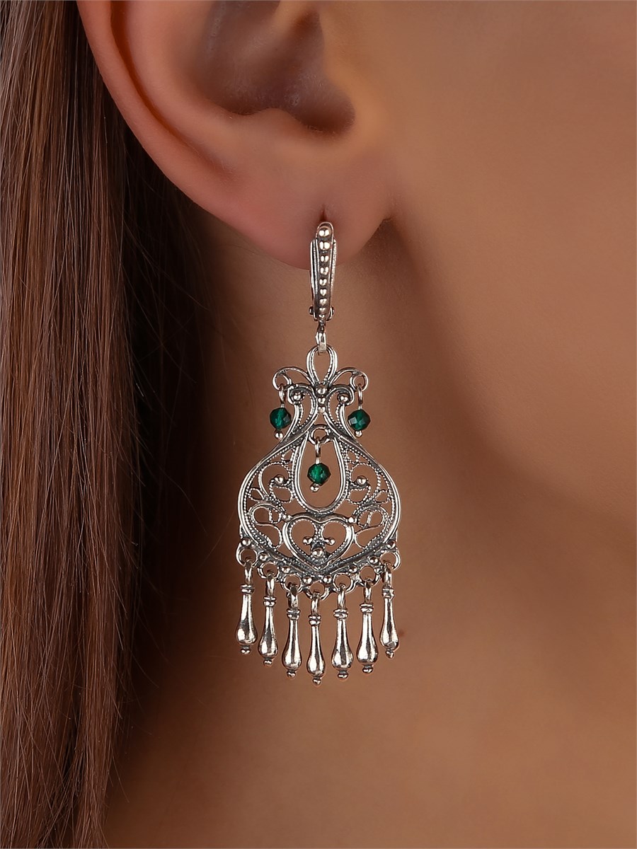Серьги из серебра с хризопразом арт.3009 3009 - фото 8264