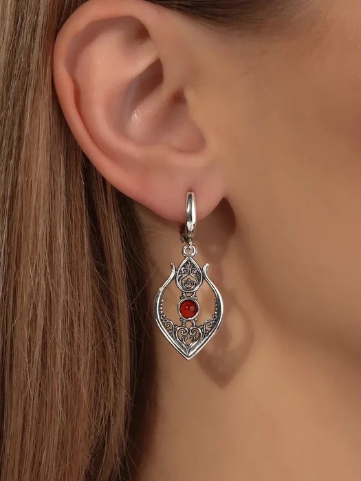 Серьги из серебра с сердоликом 2806