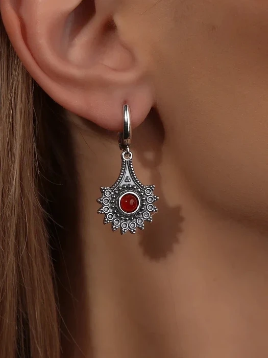 Серьги из серебра с сердоликом 2809