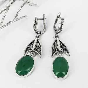 Серьги из серебра с хризопразом арт.1138 1138