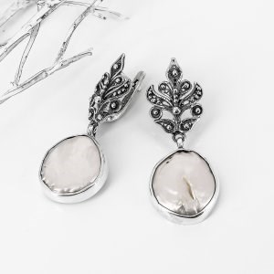 Серьги из серебра с барочным жемчугом арт.1141 1141 - фото 8427
