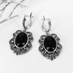 Серьги из серебра с агатом арт.1154 1154