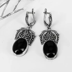 Серьги из серебра с агатом арт.1156 1156