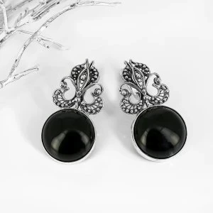 Серьги из серебра с агатом 1159