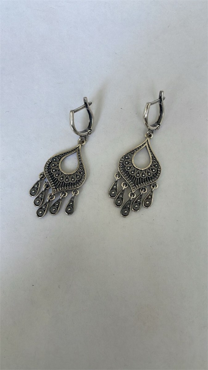 Серьги из серебра с филигранью 3097 - фото 8571