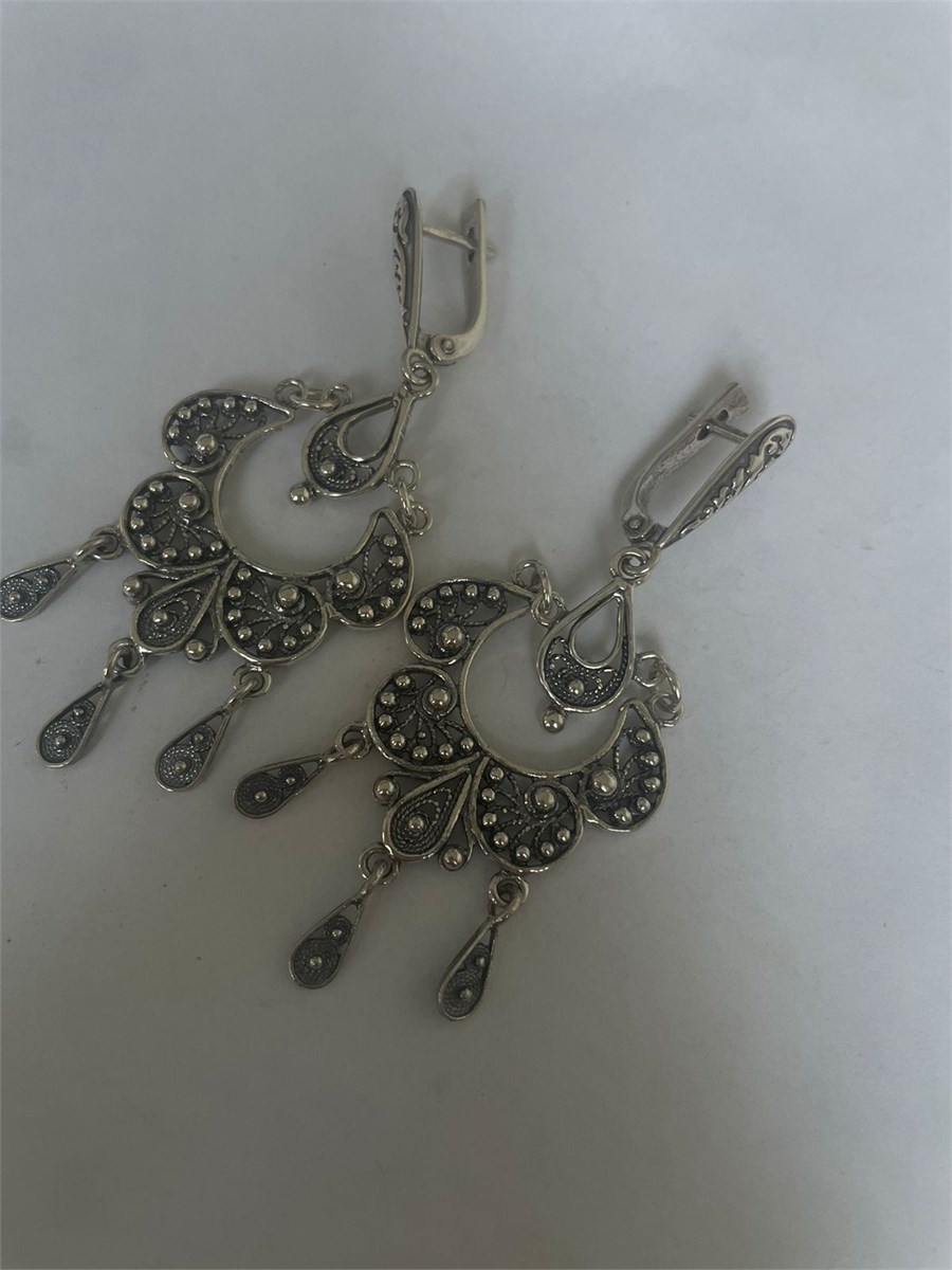 Серьги из серебра с филигранью 3190 - фото 8581