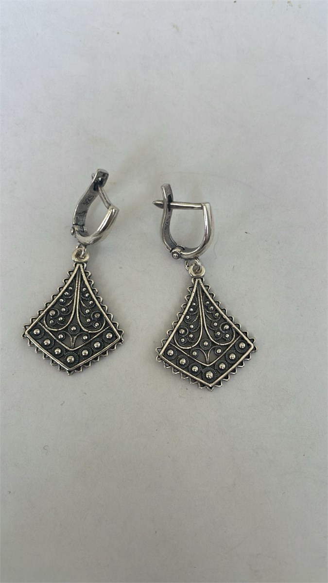Серьги из серебра с филигранью 3102 - фото 8628