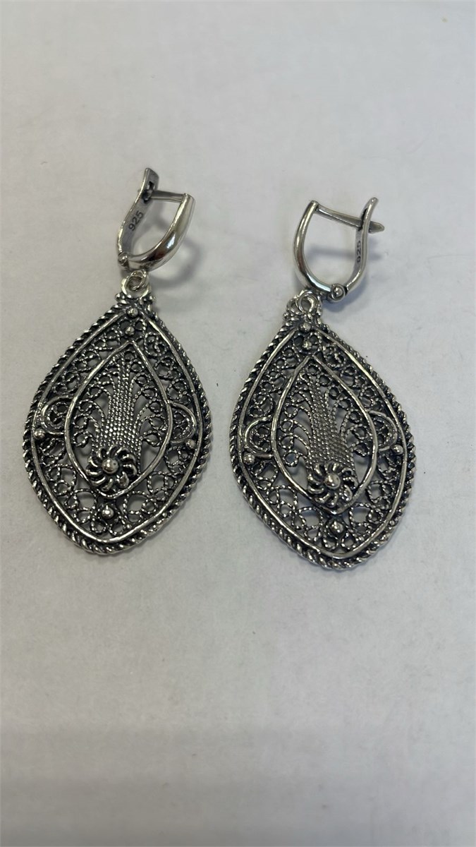 Серьги из серебра с филигранью 3163 - фото 8668