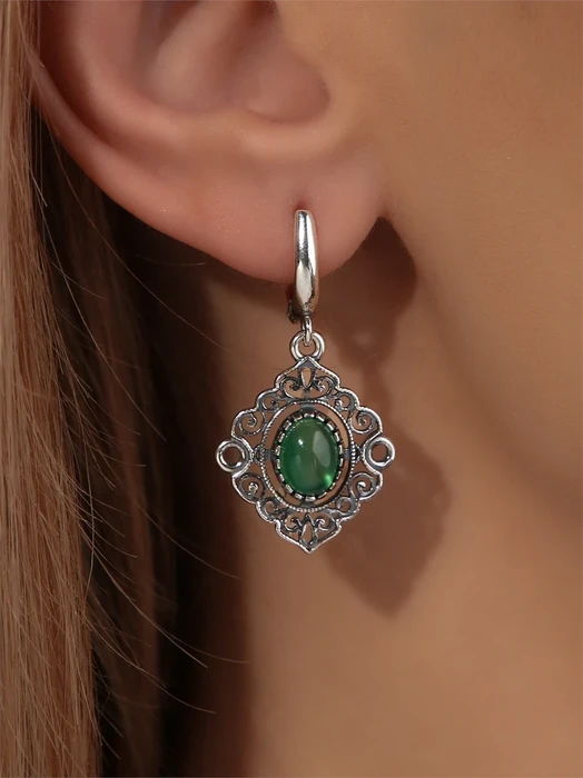 Серьги из серебра с хризопразом 2798