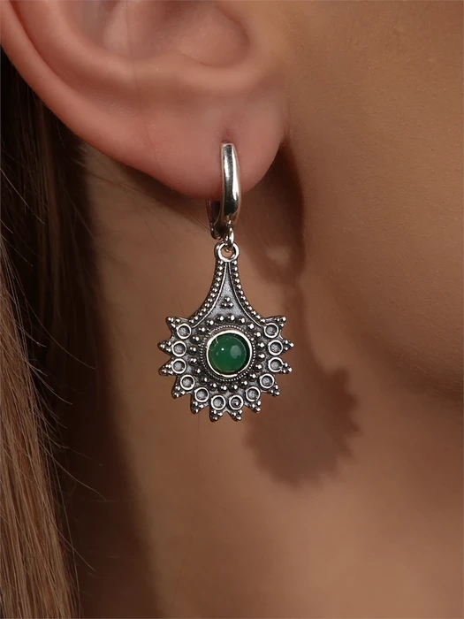 Серьги из серебра с хризопразом 2808