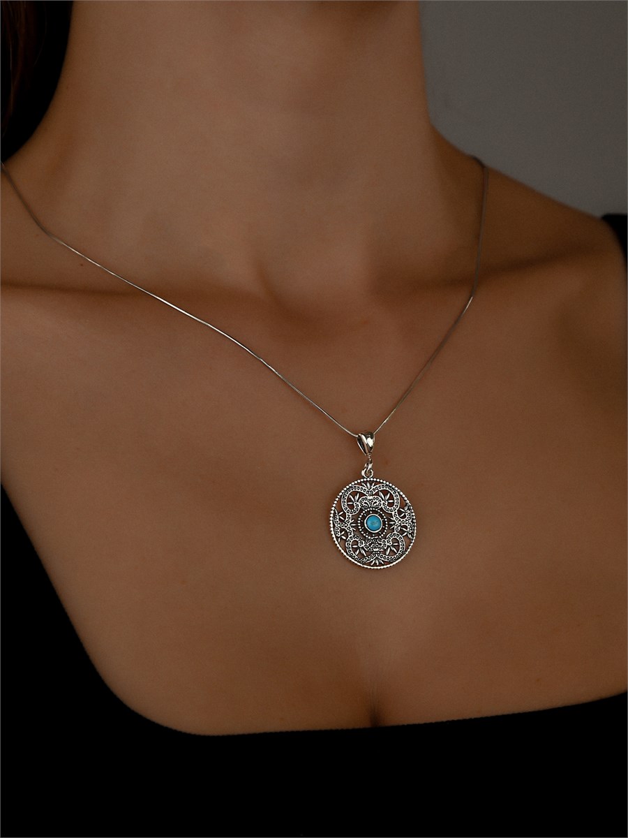 Кулон из серебра с бирюзой 2968