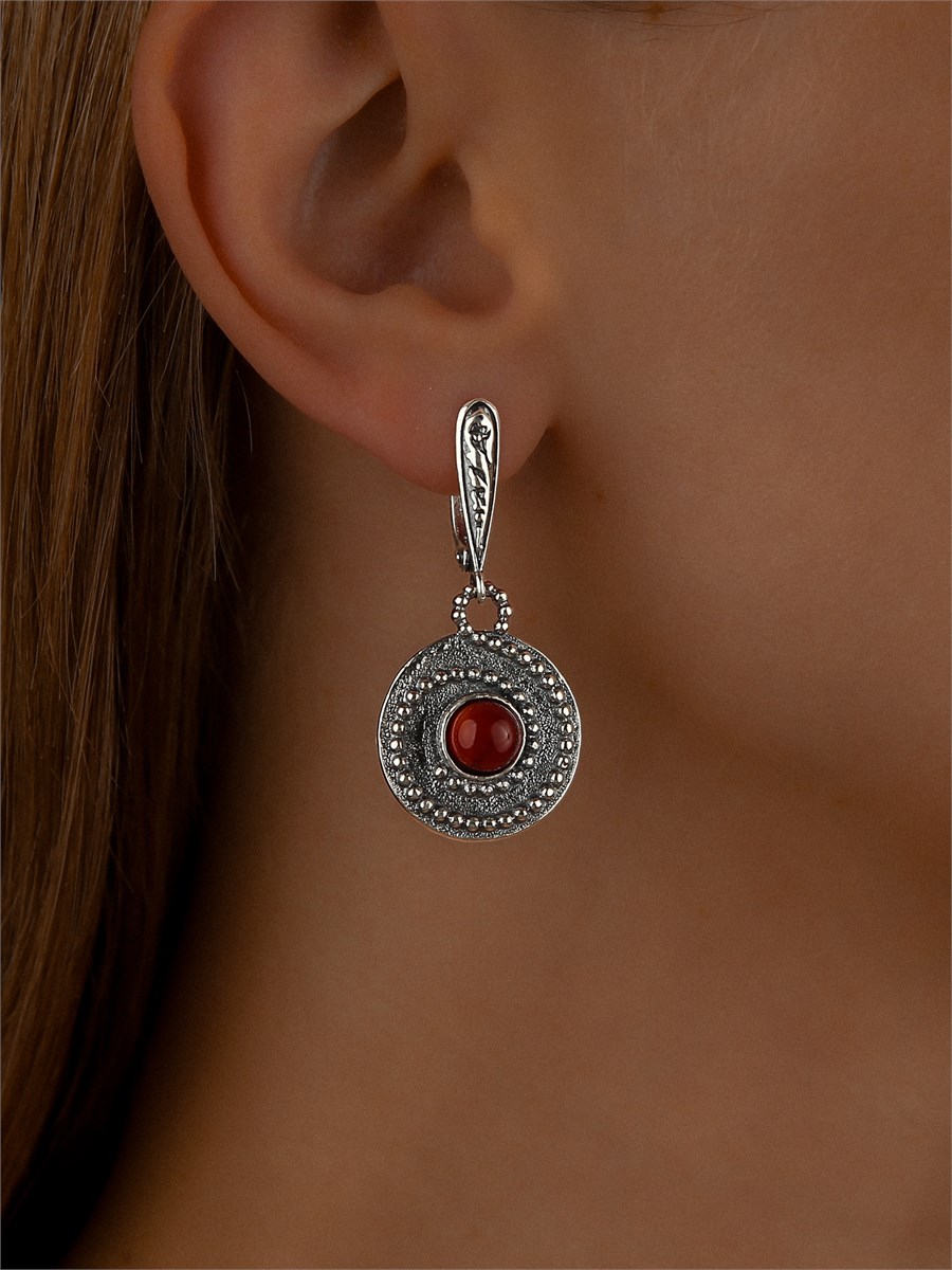 Серьги из серебра с сердоликом 2354