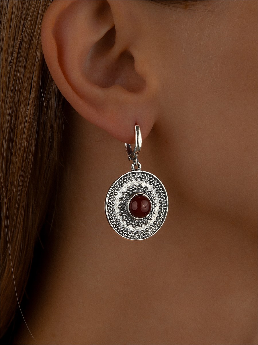 Серьги из серебра с сердоликом 2355