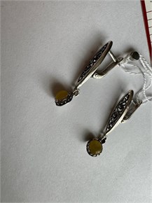 Серьги из серебра с янтарем 2622