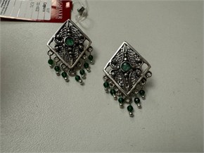 Серьги из серебра с хризопразом 2542