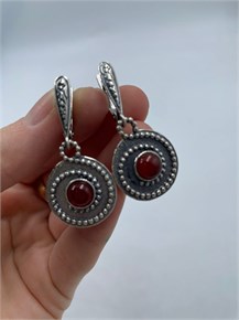 серьги из серебра с сердоликом 2354