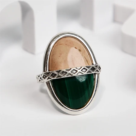 {{productViewItem.photos[photoViewList.activeNavIndex].Alt || productViewItem.photos[photoViewList.activeNavIndex].Description || 'Кольцо из серебра с малахитом и яшмой'}}