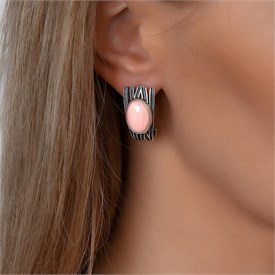 Серьги из серебра с розовым кораллом 2502