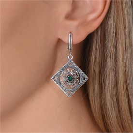 Серьги из серебра с хризопразом 2538