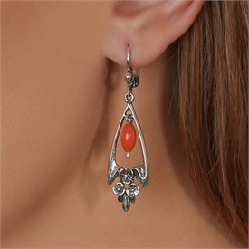 Серьги из серебра с кораллом 2564