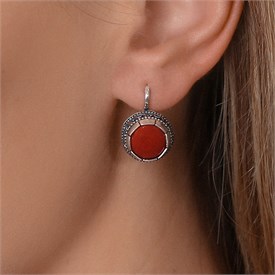 Серьги из серебра с кораллом 2565