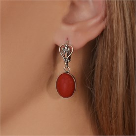 Серьги из серебра с кораллом 2566