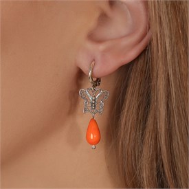 Серьги из серебра с кораллом 2567