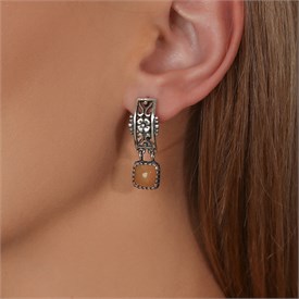 Серьги из серебра с медовым кварцем 2582