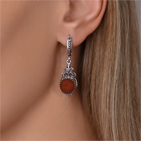 Серьги из серебра с сердоликом 2634