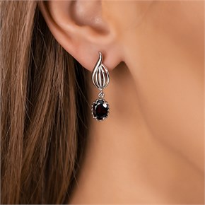 Серьги из серебра с гранатом 2720