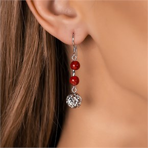 Серьги из серебра с сердоликом 2724