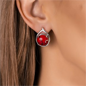 Серьги из серебра с кораллом 2729