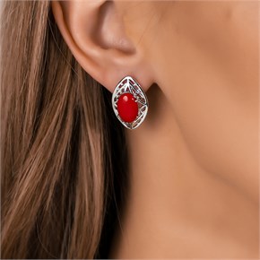 Серьги из серебра с кораллом 2730
